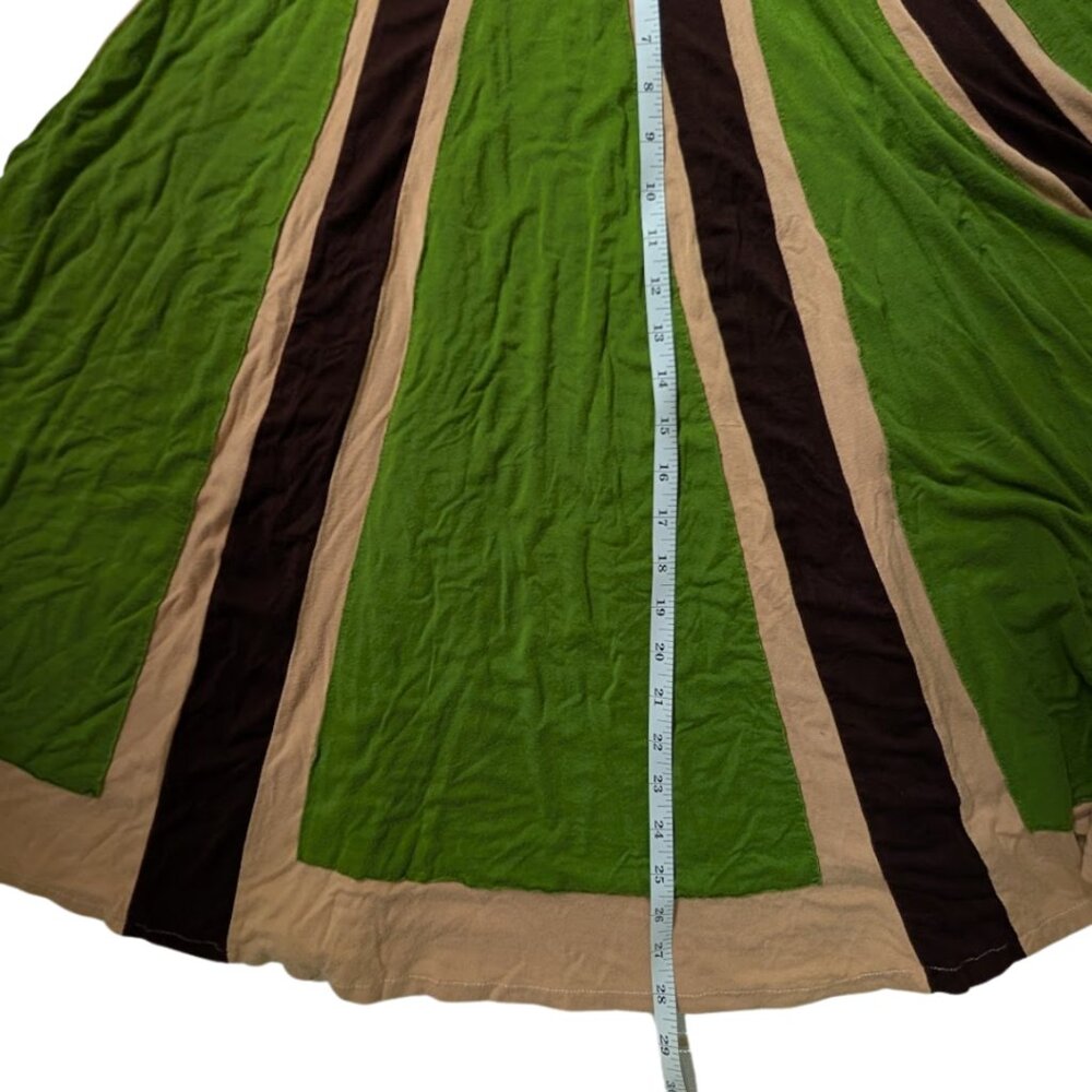 Vintage Low Rise Y2K Green and Brown Boho Maxi Skirt - Picture 3 of 4